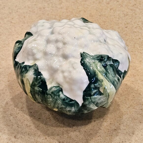 VINTAGE HANDPAINTED CERAMIC CAULIFLOWER MAJOLICA DECOR DISPLAY ART VIETRI ITALY - Picture 4 of 8